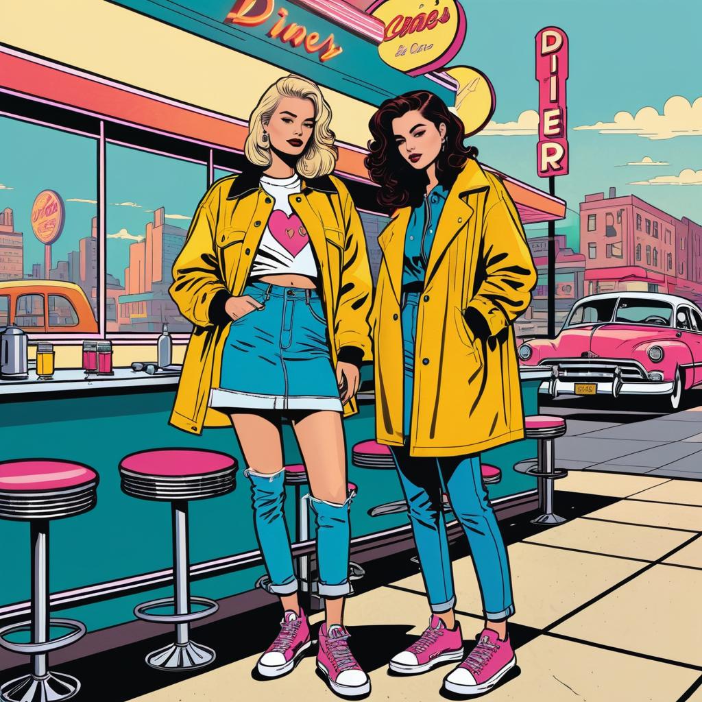 Retro Diner Vibes: Teen Culture Illustration