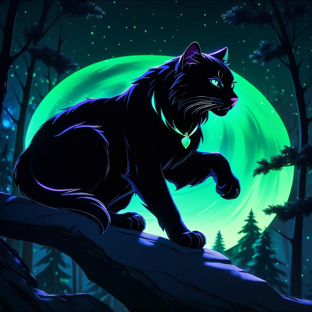 Epic Portrait of a Glowing Onyx Panther