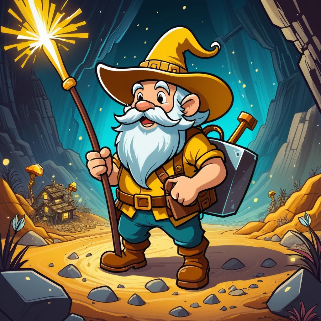 Quirky Prospector in a Glittering Gold Mine