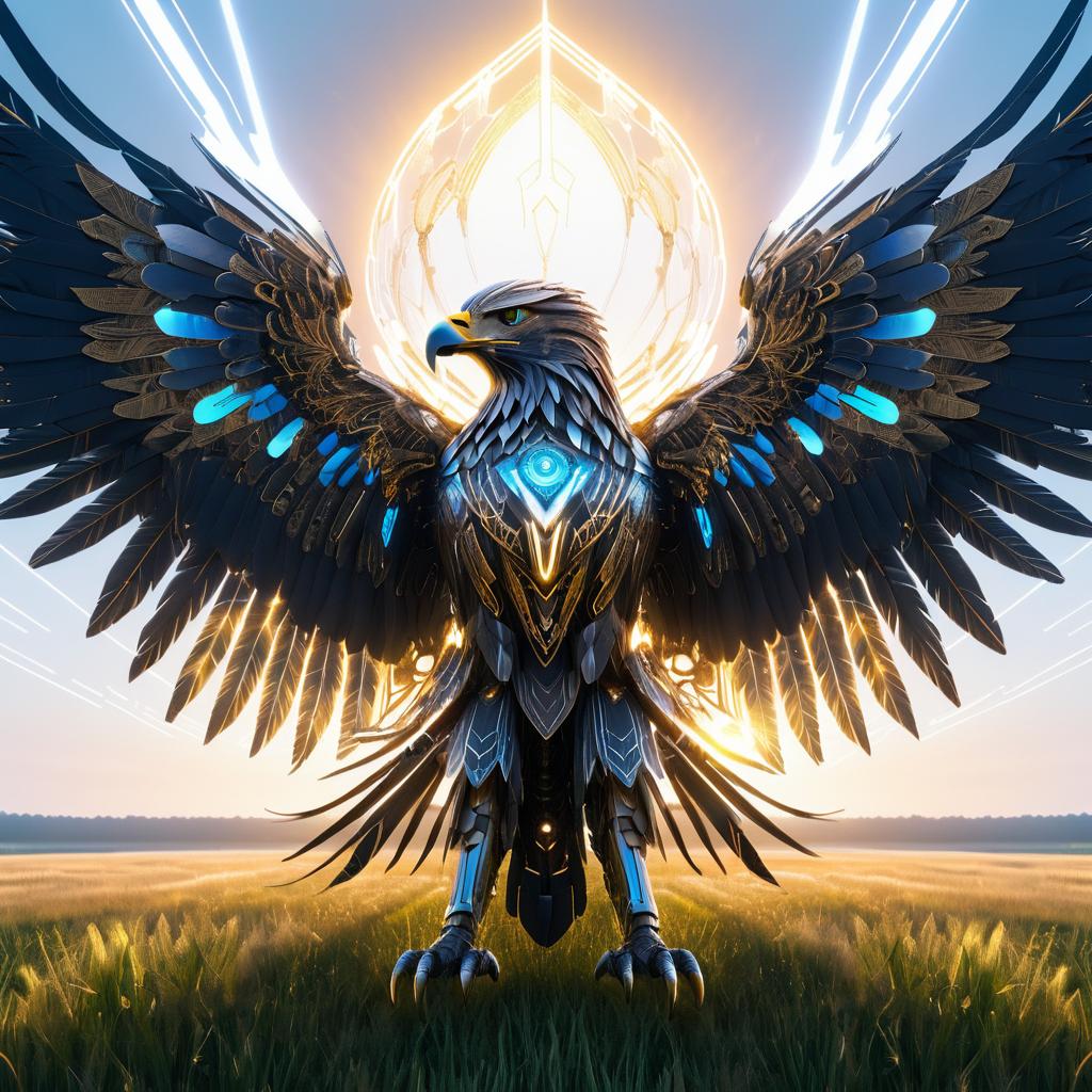 Majestic Cybernetic Eagle in Summer Field