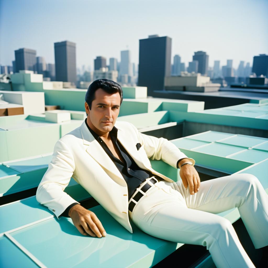 Futuristic Rooftop Portrait of Rock Hudson