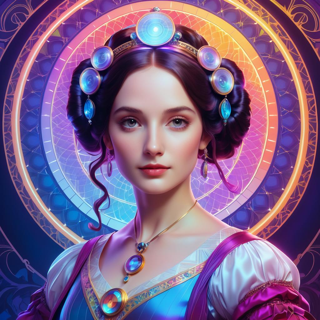 Vibrant Symmetrical Portrait of Ada Lovelace