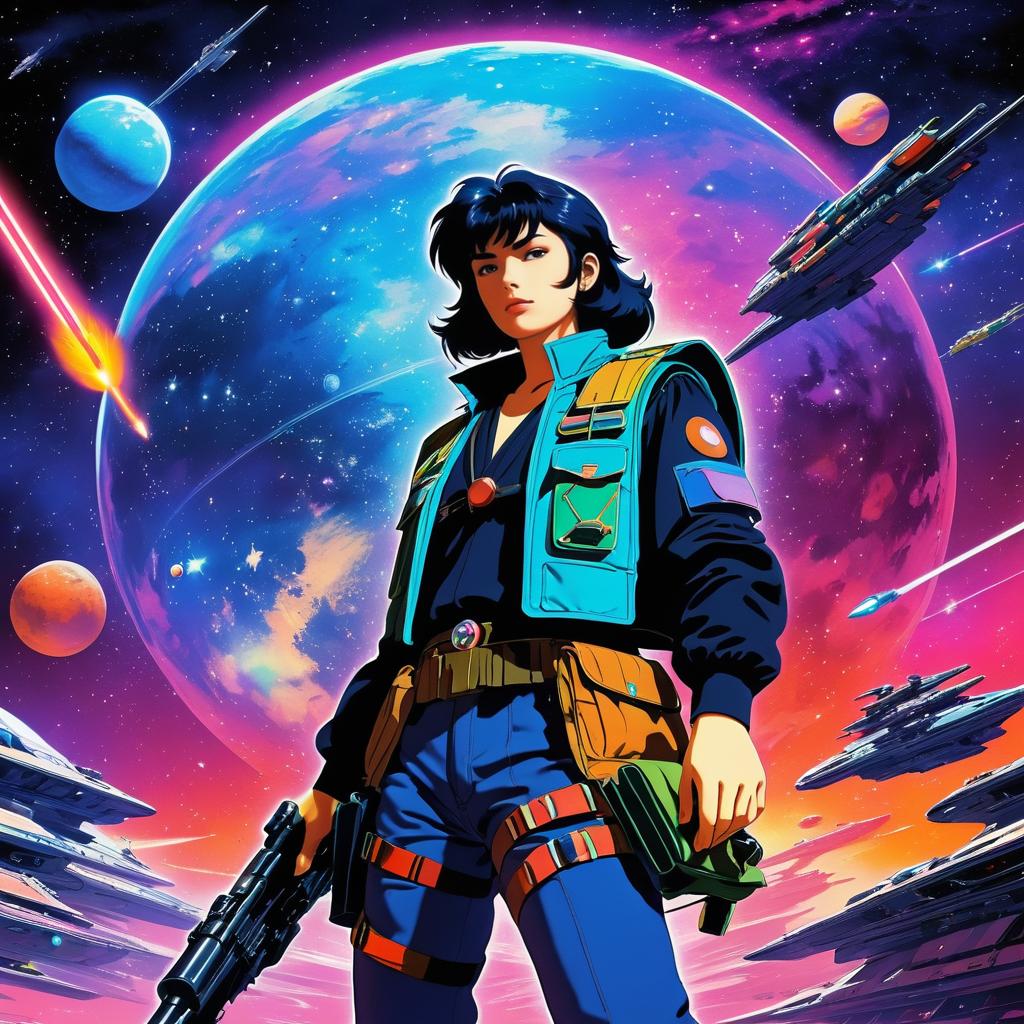 Heroic Rebel Leader in Retro Space Adventure