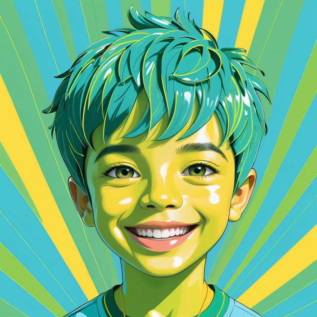 Playful Boy's Portrait in Bright Colors