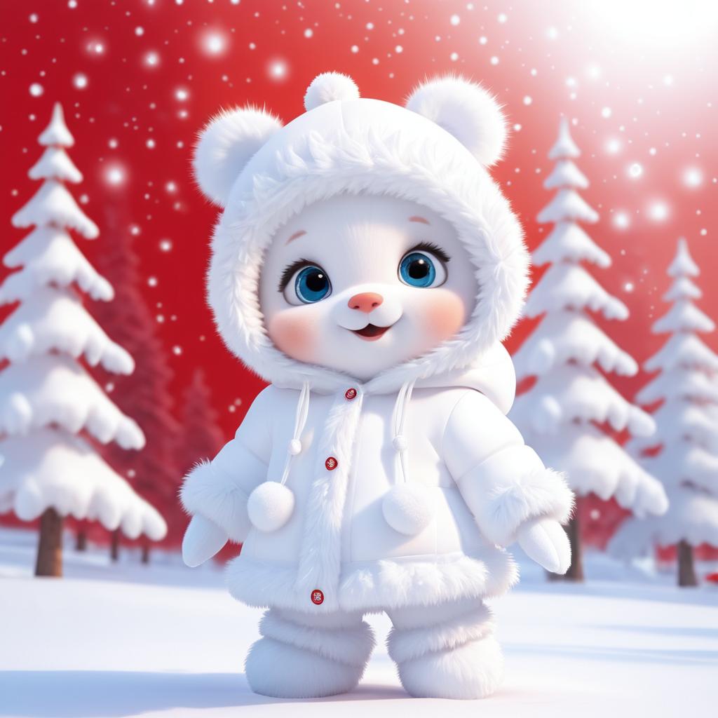 Adorable Winter Fairy Bear in Pixar Style