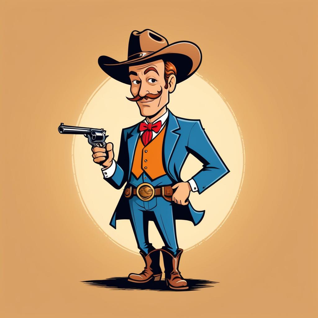 Artsy Vintage Western Cartoon Character Design