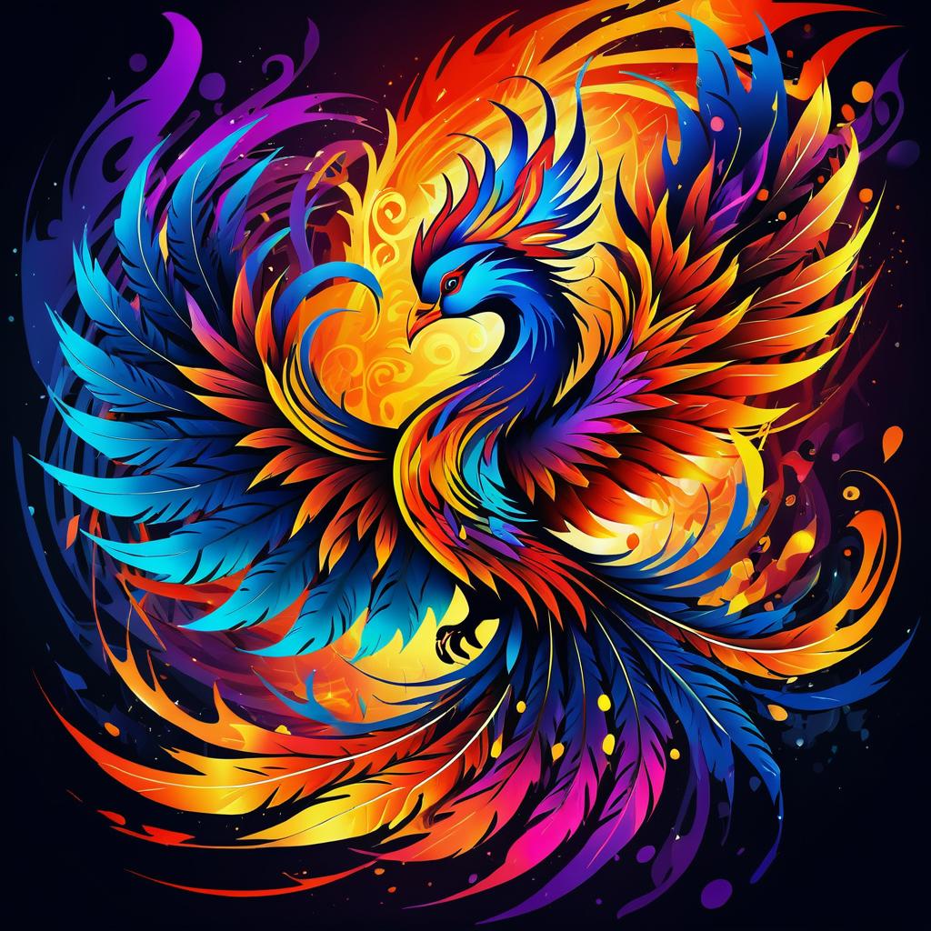 Vibrant Phoenix Tattoo Design Expressionism