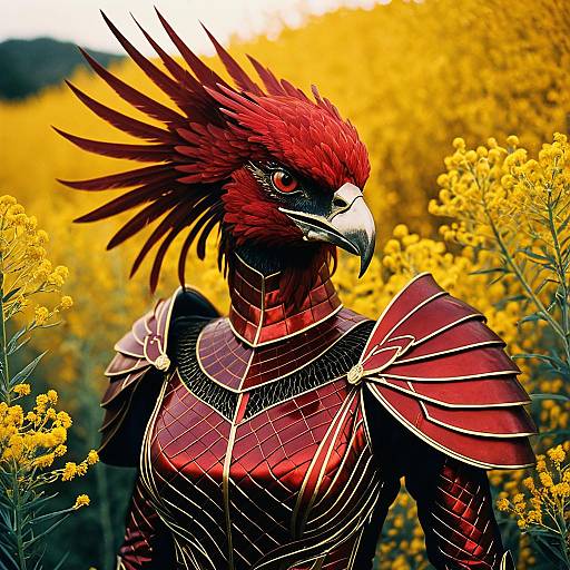 Crimson Phoenix in Fiery Armor