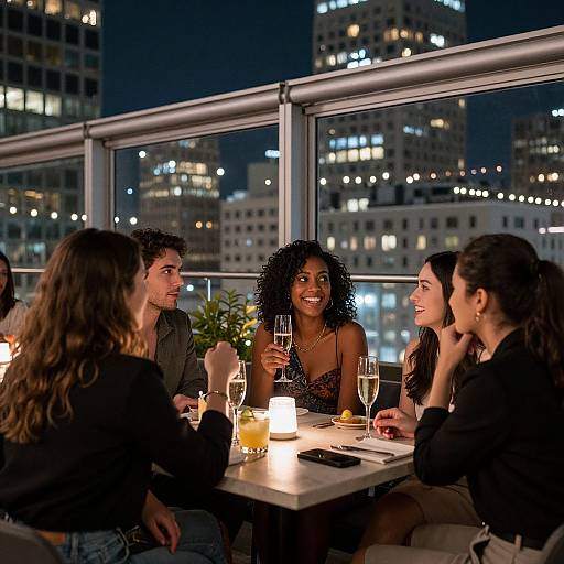 Chic Rooftop Nighttime Gathering
