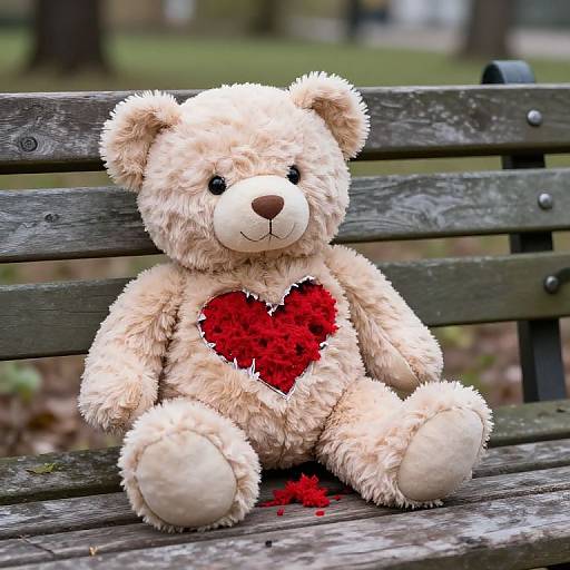 Torn Teddy Bear in Abandoned Park