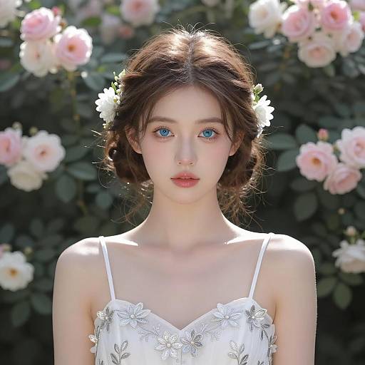 Ethereal Floral Portrait of a Young Woman