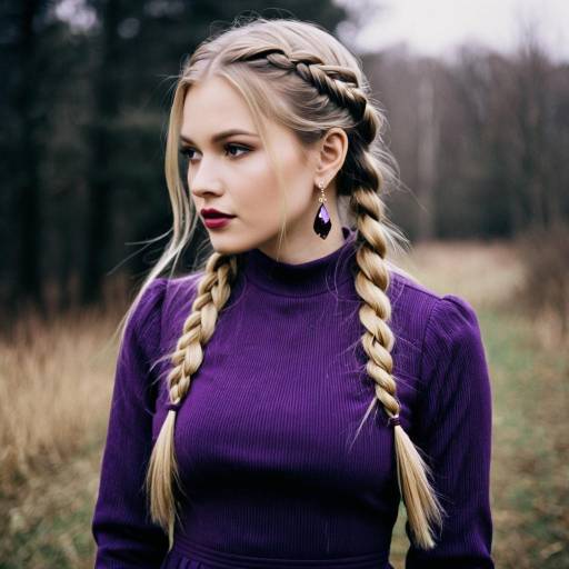 Realistic Portrait of Girl in Purple Dress