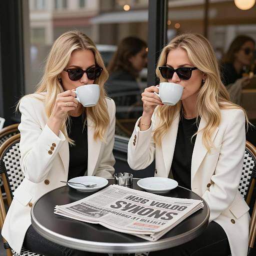 Chic Café Scene with Two Women
