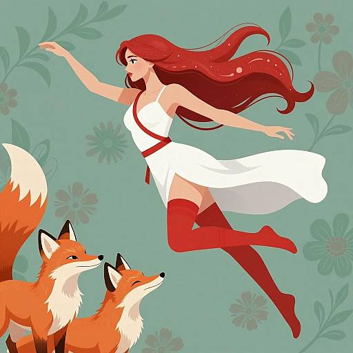 Enchanting Woman with Fox in Nature