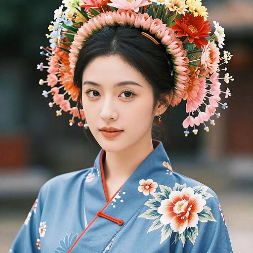 East Asian Woman in Traditional Kimono
