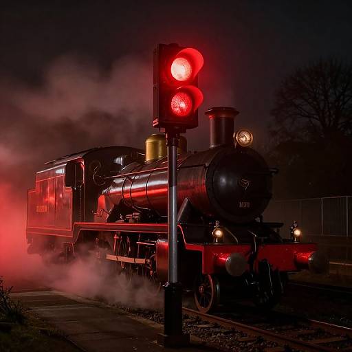 Night Steam Locomotive Signal Box