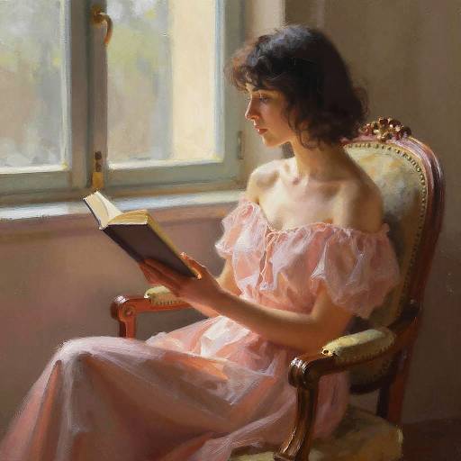 Impressionistic Woman Reading by Window