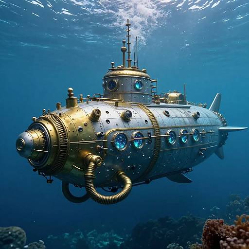 Surreal Sci-Fi Underwater Submarine View