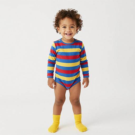 Cheerful Toddler in Colorful Romper