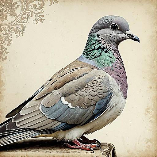 Vintage Victorian Style Dove Portrait