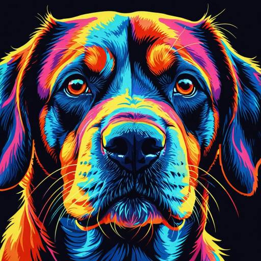 Psychedelic Rottweiler Dog Portrait