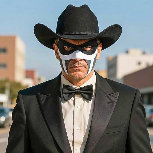 Man in Villain Costume with Cowboy Hat