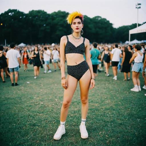 Young woman with colorful hair at outdoor festival