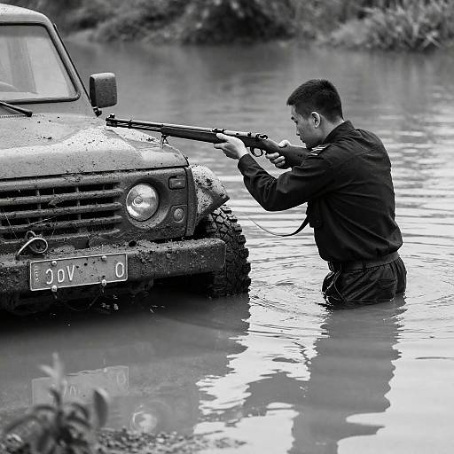 Heroic Warrior in Flooded Landscape