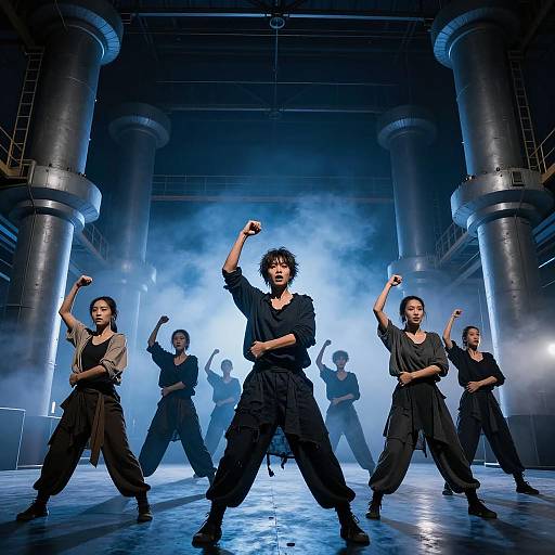 Dramatic Group Dance in Industrial Setting