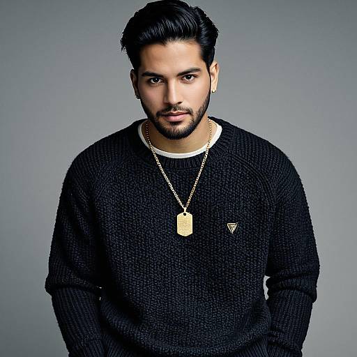 Stylish Male with Gold Pendant Jewelry