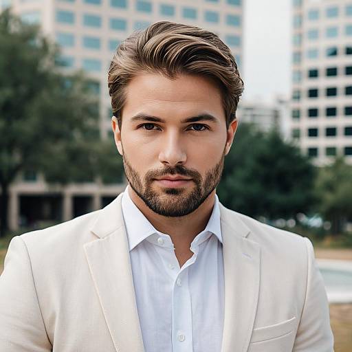 Sophisticated Young Man in White Outfit