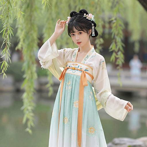 Traditional Chinese Dress with Flower