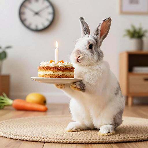 Rabbit Holding Plate Indoors Scene