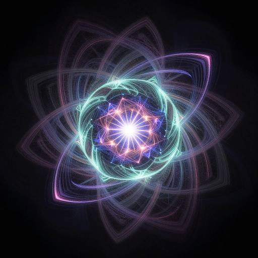 Neon Fractal Art with Geometric Layers