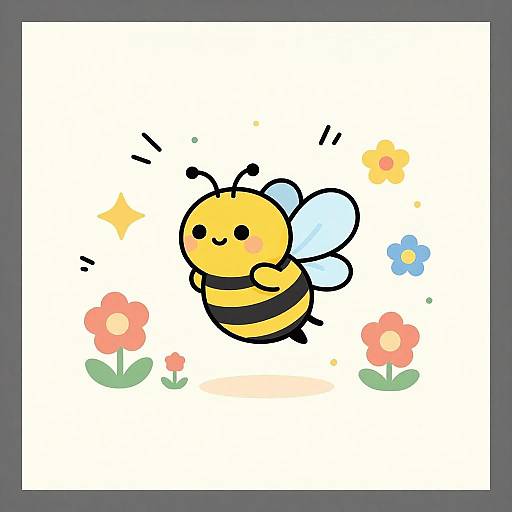 Cheerful Bee with Floral Vibes