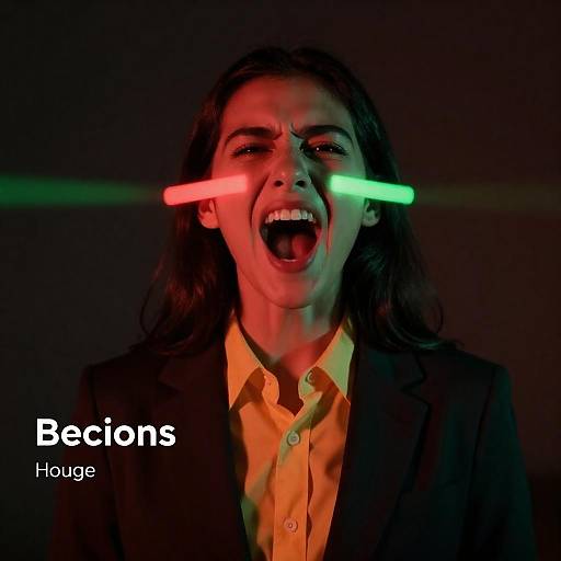 Screaming Portrait in Colorful Lights