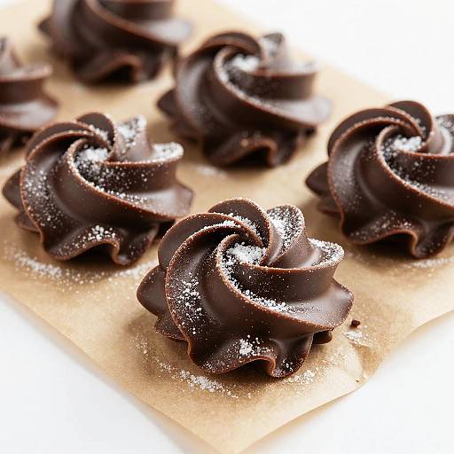 Close-Up Chocolate Rosettes Artistry