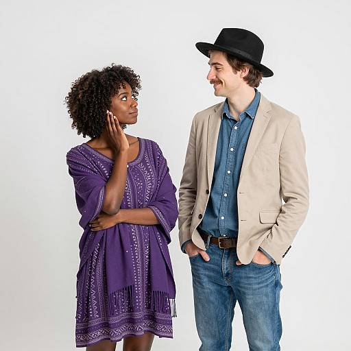 Stylish Couple Standing and Smiling