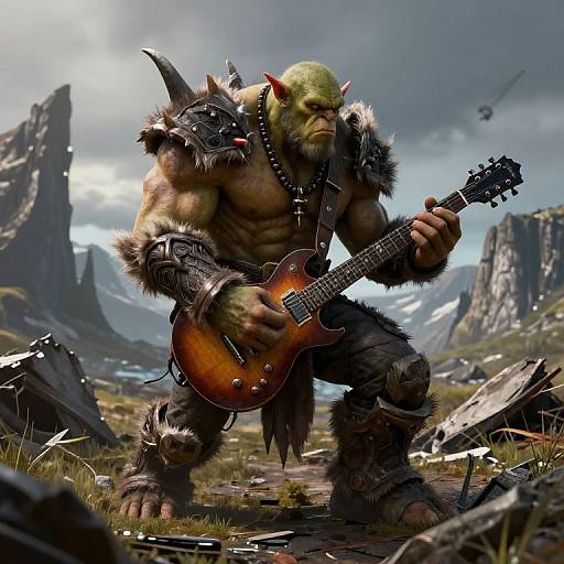 Orc Guitarist in Devastated Plain