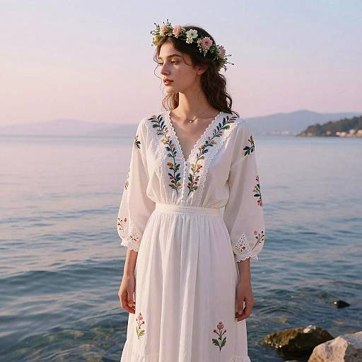 Elegant Vintage Embroidered Maiden Dress