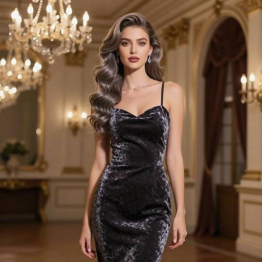 Elegant Ash Gray Hairstyle in Ballroom