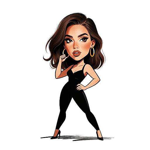 Whimsical Caricature of Playful Woman