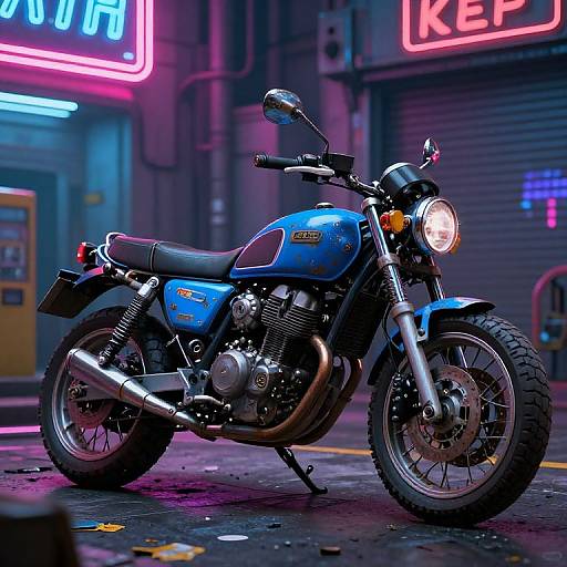 Cyberpunk KLR 650 Neon Motorcycle