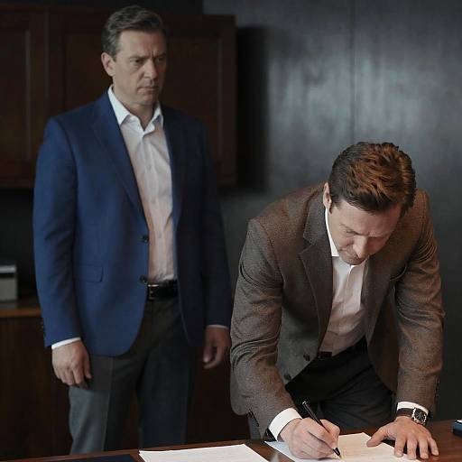 Two Men in Formal Wear Signing Documents
