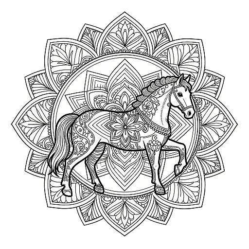 Graceful Horse Mandala Coloring Pages