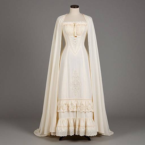 Elegant Victorian Cotton Dress & Cape