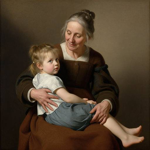 Elderly Woman Holding Child