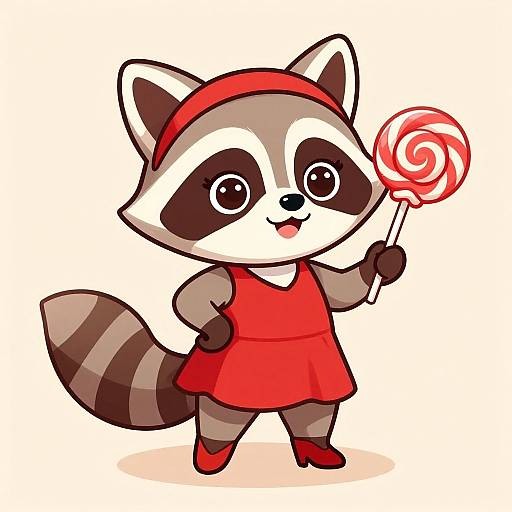 Cute Anthropomorphic Raccoon Girl Illustration