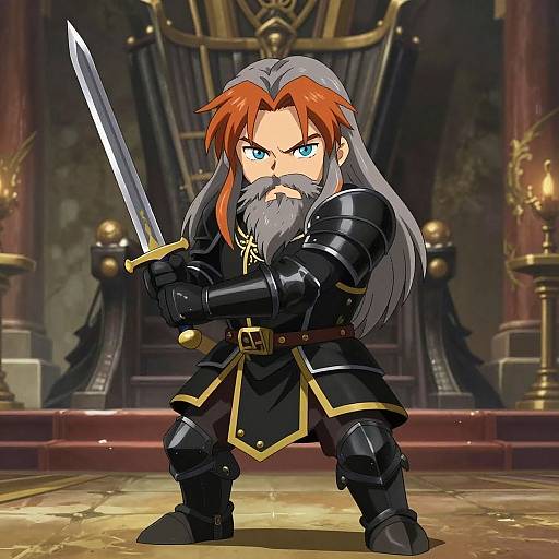 Stoic Dwarf Warrior in Throne Room