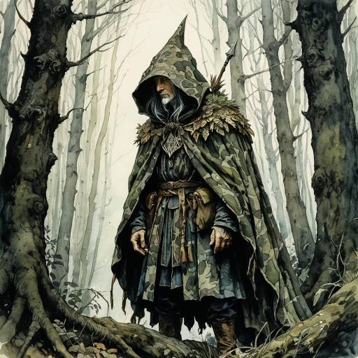 Mystical Forest Guardian Painting in Watercolor